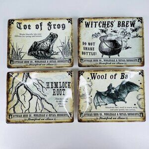 4 Williams Sonoma x Lori Fury 2012 Halloween Potion Appetizer Plates 7" x 5-3/8"